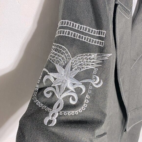 ADINA Grey Green Embroidered Blazer M - Picture 9 of 14